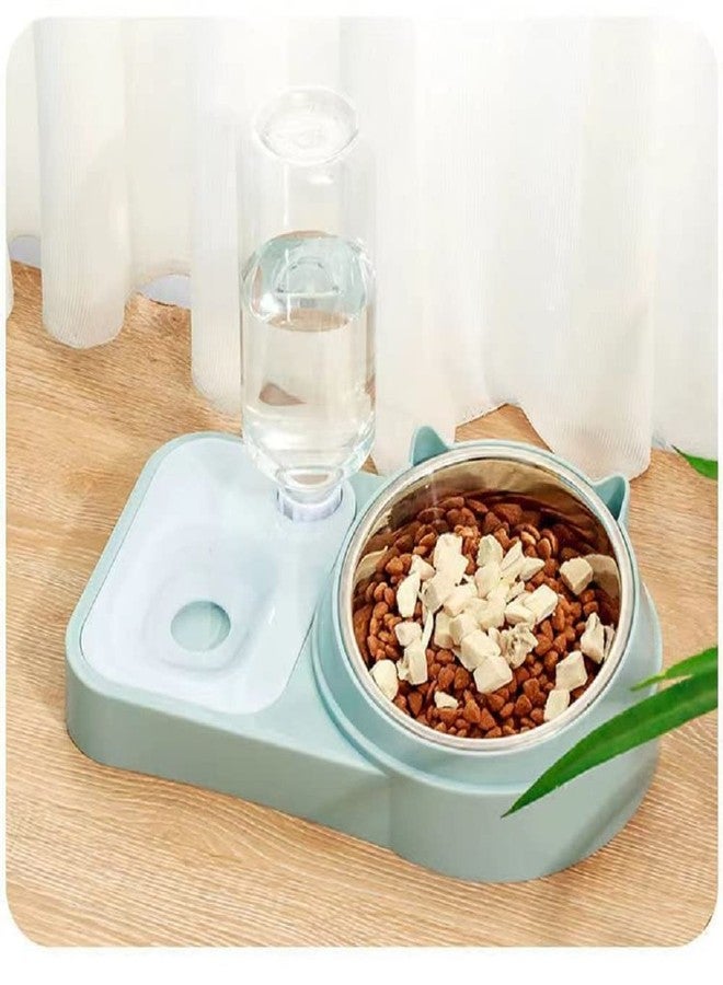 Envop Double Dog Bowls Automatic Water Dispenser Bottle Elevated 15° Slanted Water and Food Bowl Set No-Spill Slow Pet Feeder Detachable Stainless Steel Bowl - Image 1